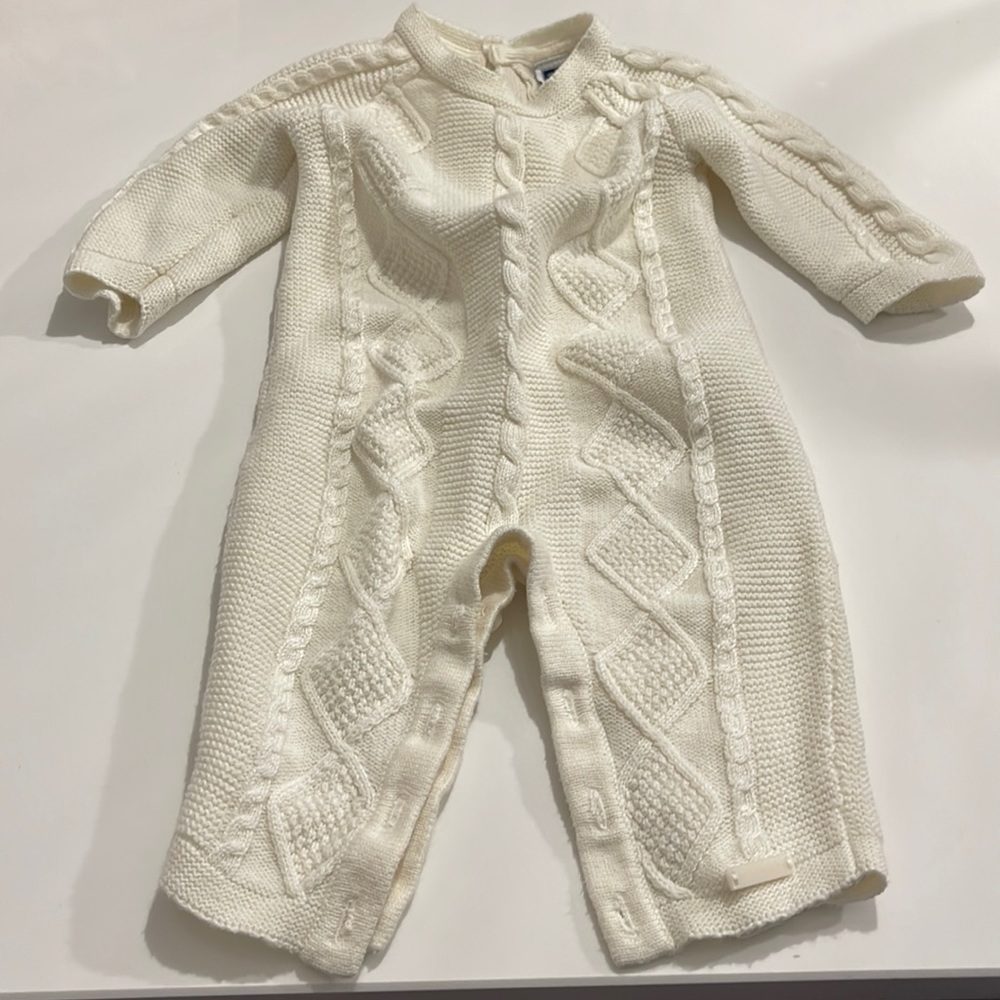 Janie and Jack barely worn cable knit coveralls! 3-6M